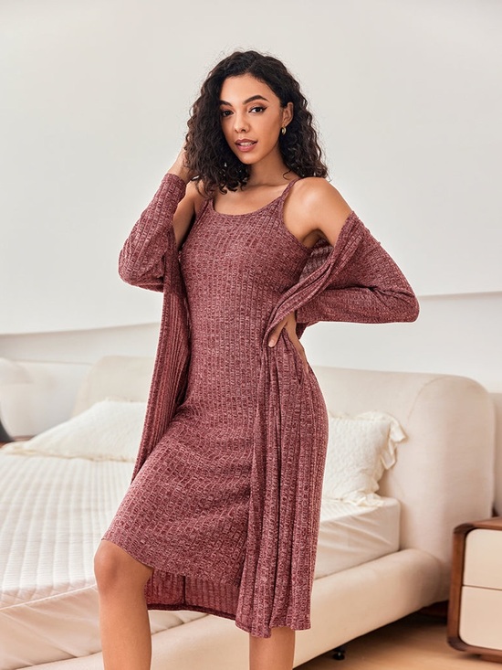 Ekouaer Dresses & Skirts - Ribbed Knit Tank Dress with Matching Duster